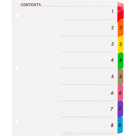 Table Of Content Quick Index Dividers Printed Tab(s), PK8